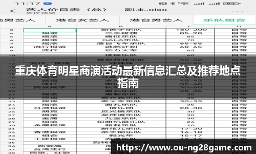 重庆体育明星商演活动最新信息汇总及推荐地点指南